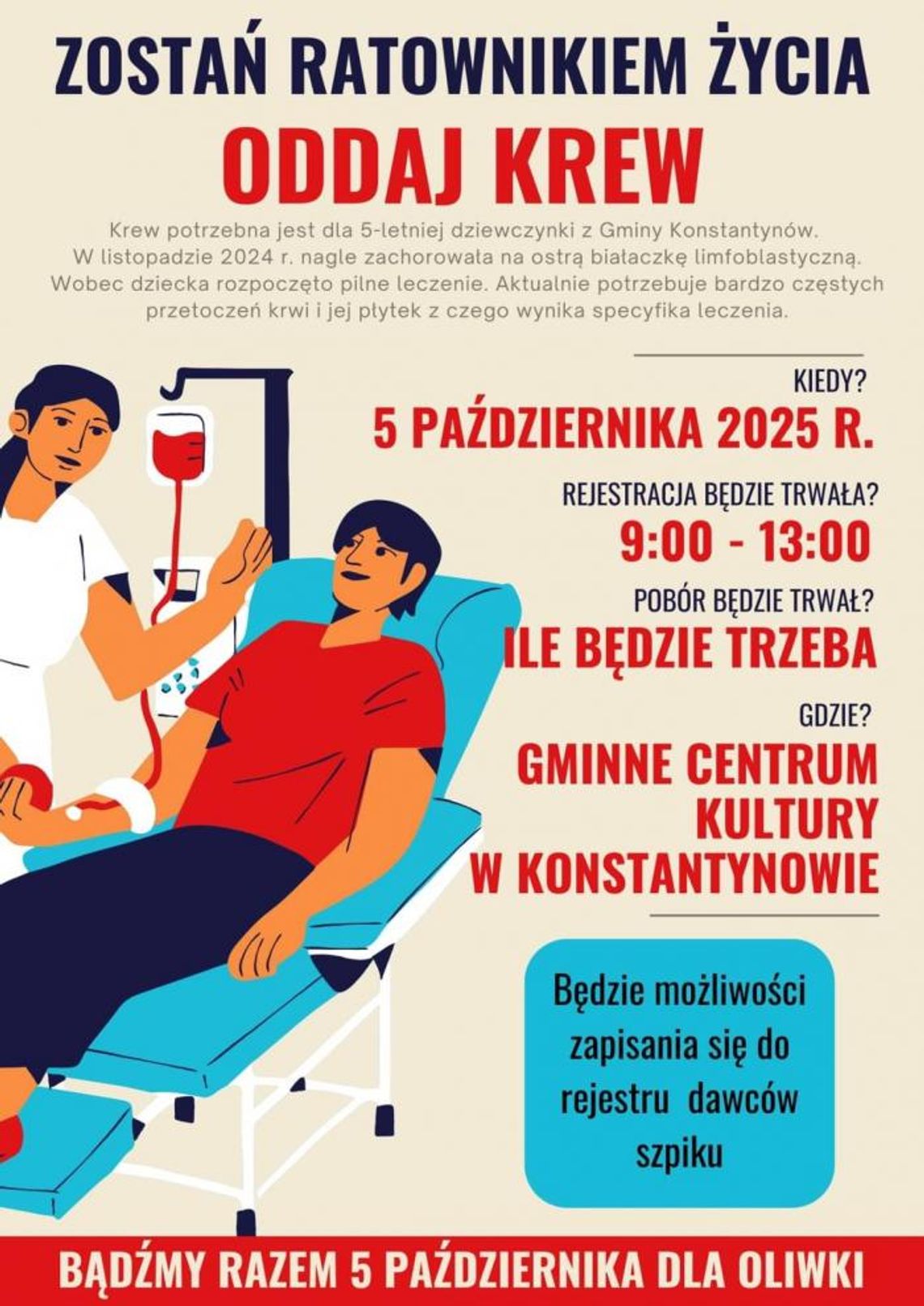 Akcja krwiodawstwa pod hasłem „Zostań ratownikiem życia – oddaj krew”