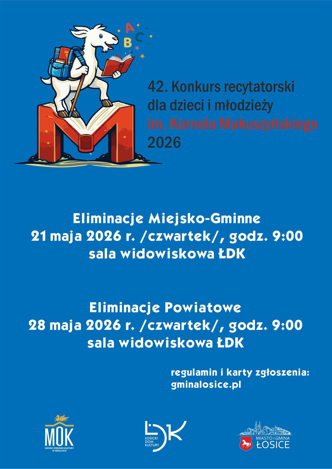 Eliminacje miejsko-gminne – 42. Konkurs Recytatorski dla Dzieci im. Kornela Makuszyńskiego