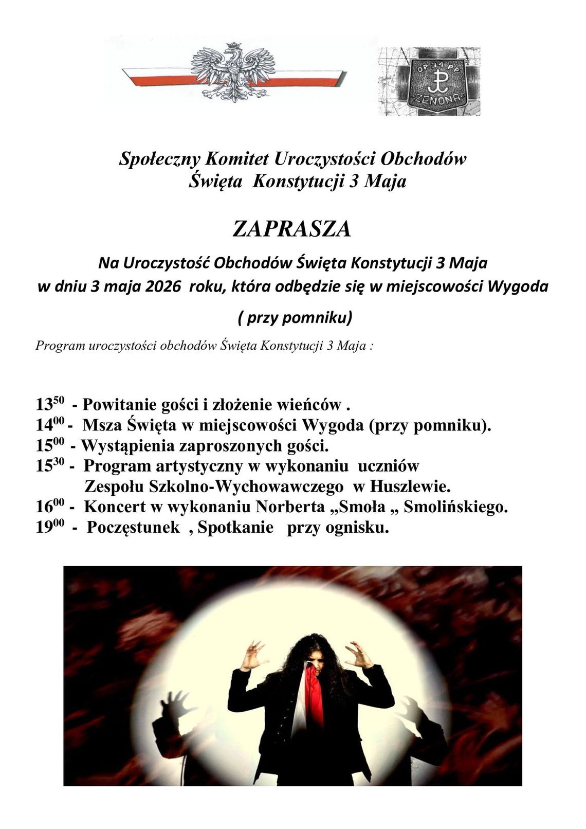 Obchody Święta Konstytucji 3 Maja w gminie Huszlew