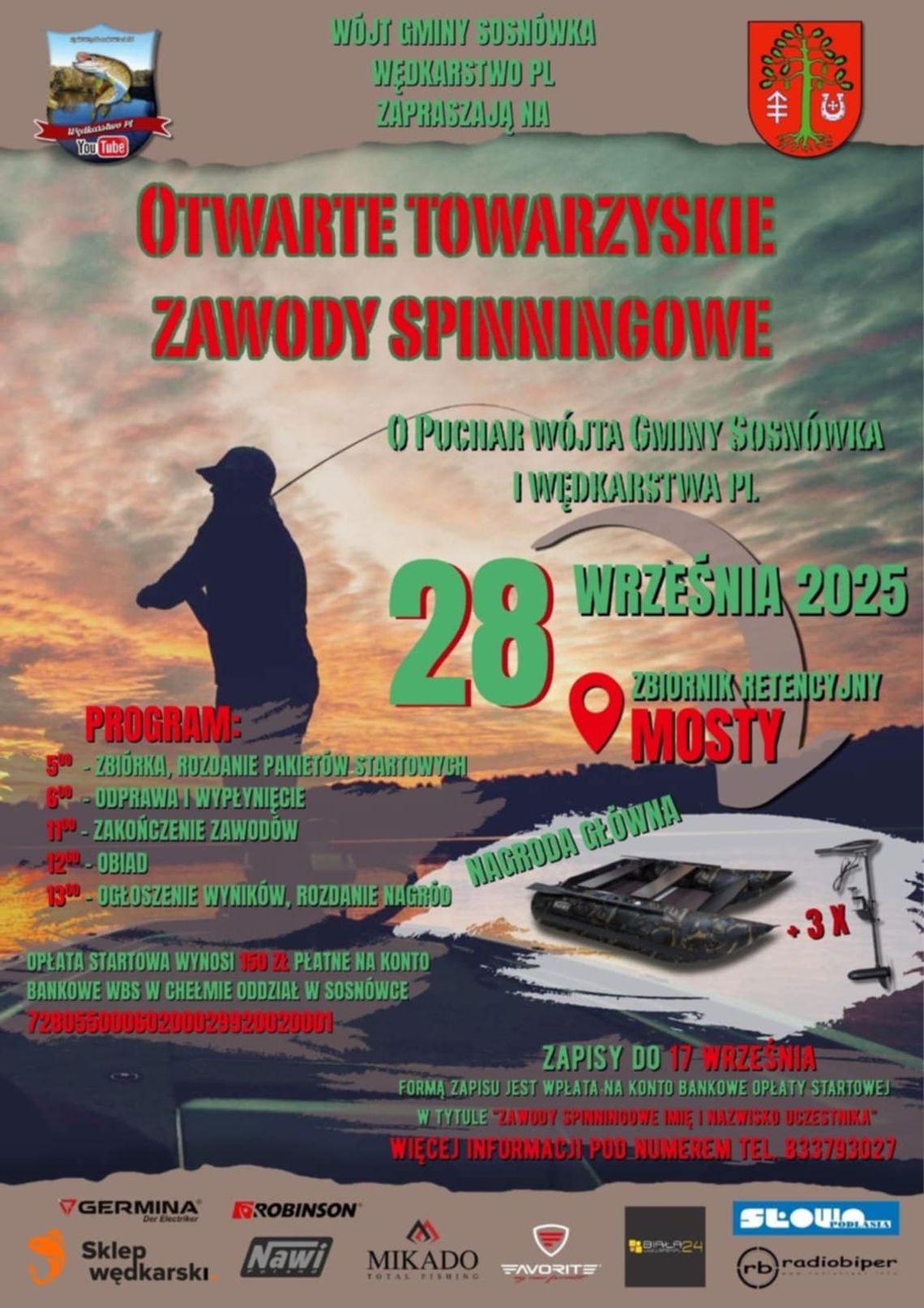 Otwarte Towarzyskie Zawody Spinningowe o Puchar Wójta Gminy Sosnówka i Wędkarstwa PL