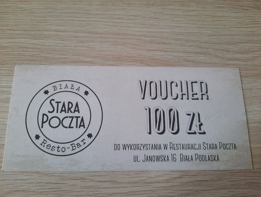 Vouchery na kolację o wartości 100 zł każdy– restauracja Stara Poczta w Białej Podlaskiej