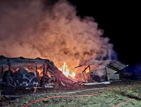 Ostrów. Pożar stodoły z sianem i drewnem [GALERIA ZDJĘĆ]